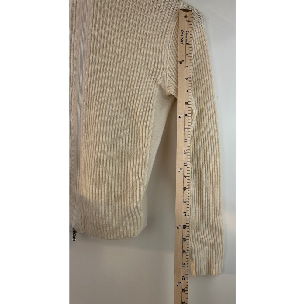 Brunello Cucinelli Cashmere Ribbed Full Zip Cardigan Cream Small Quiet Luxury - Picture 12 of 16
